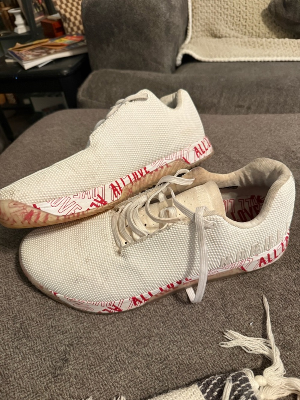 Men’s size 16 NOBULL sneakers red & white lace up tennis athletic shoes